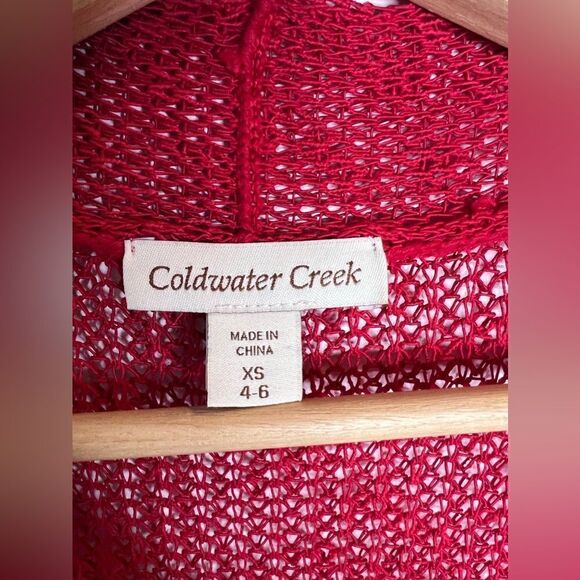 Coldwater Creek linen red Christmas cardigan top size XS 4-6 knit short sleeve - Picture 3 of 15